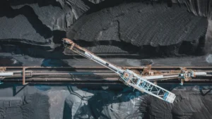 coal mining machine extracting coal from soil