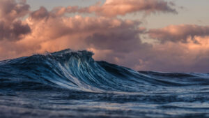 Ocean waves at sunset