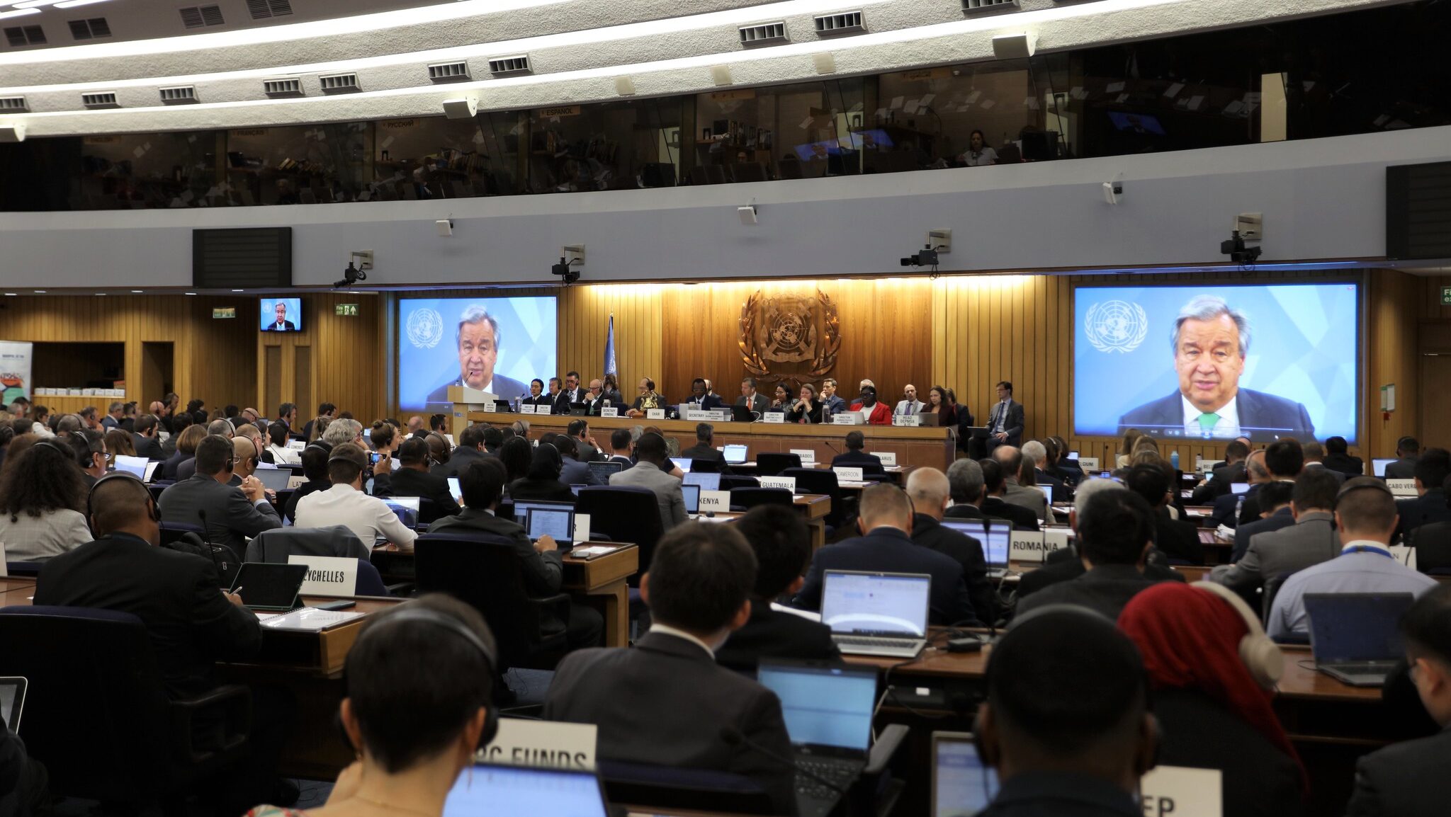 Delegates in a negotiation room at the International Maritime Organization