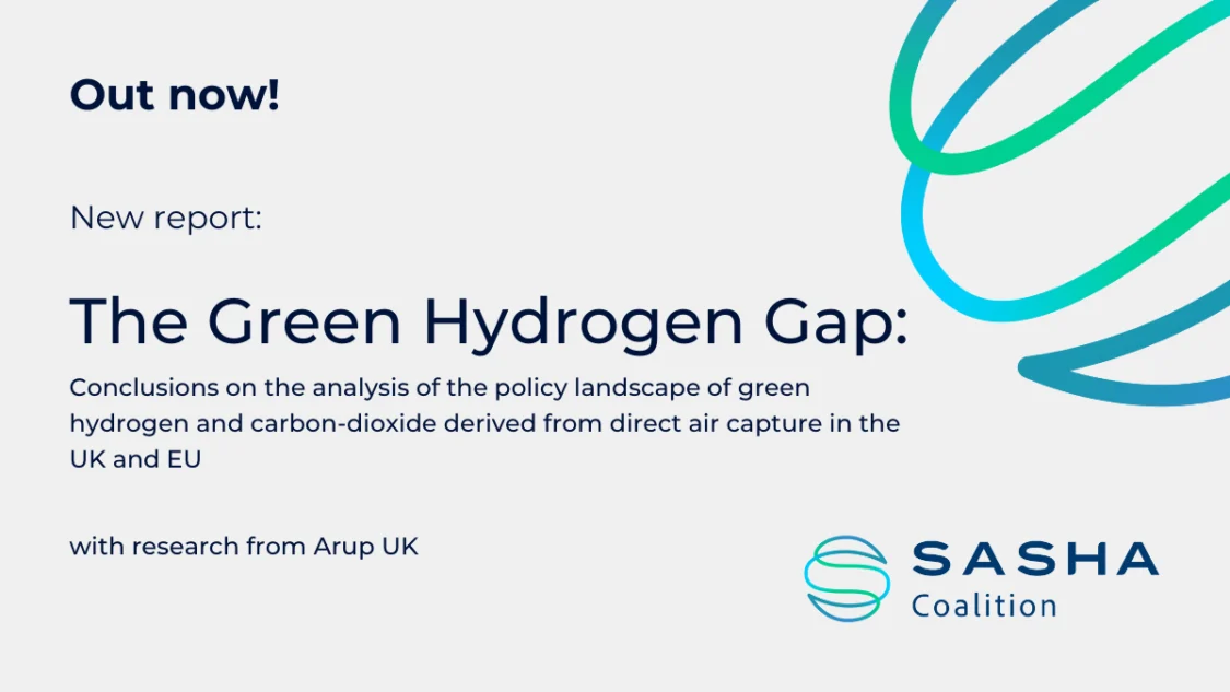 Graphic announcing the SASHA Coalition Green Hydrogen Gap report