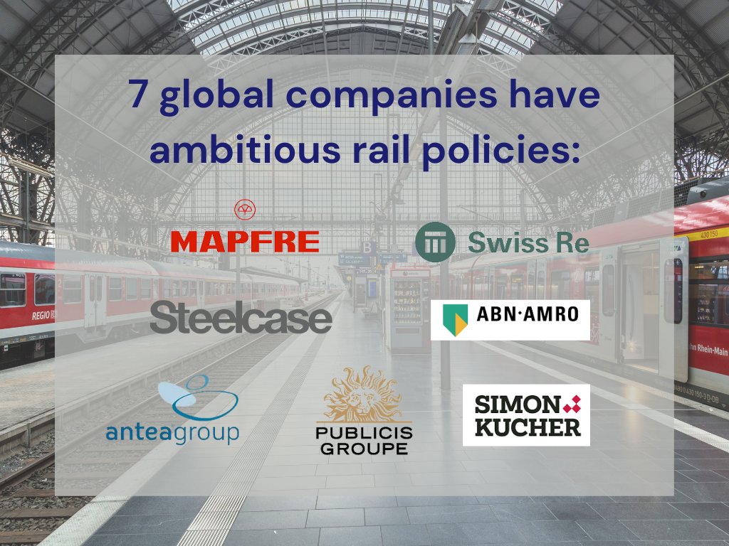 7 global companies with ambitious rail policies graphic