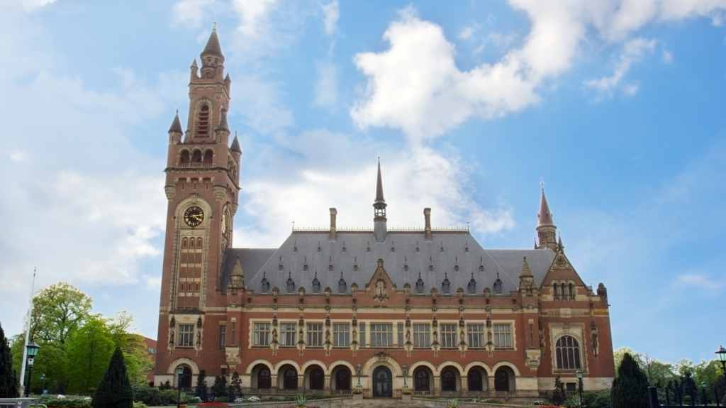 Photo of main building of the International Court of Justice at the Hague