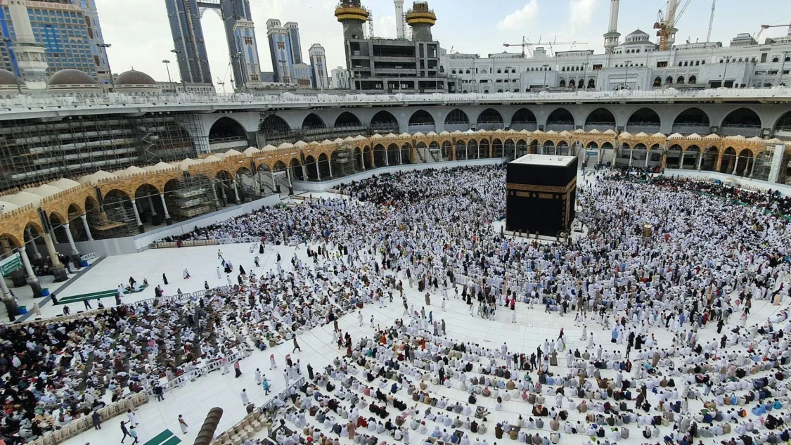 Muslim pilgrims on their Hajj - a five-day religious pilgrimage to Mecca and nearby holy sites in Saudi Arabia. Muslim pilgrims on their Hajj - a five-day religious pilgrimage to Mecca and nearby holy sites in Saudi Arabia.