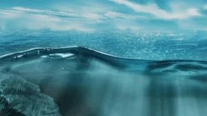 Underwater in the ocean with sun rays