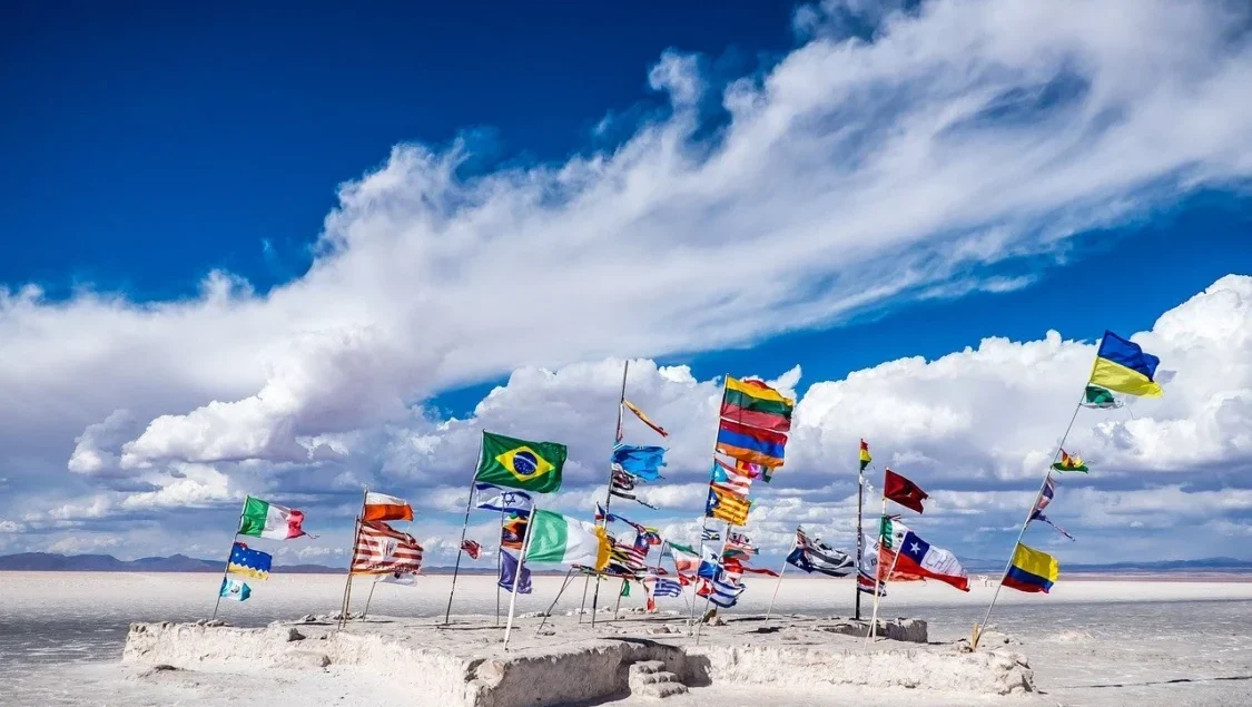 Image of flags on a beach