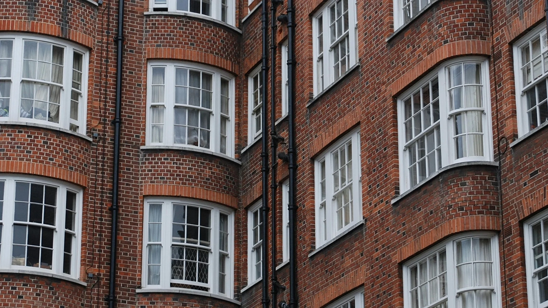 Red brick building with windows