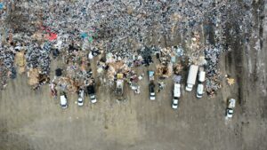 Aerial view of waste