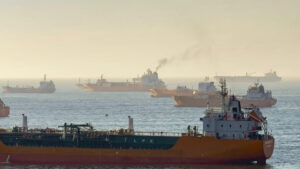 Port pollutions - ships on the horizon