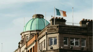 Irish flag flying on top of official building