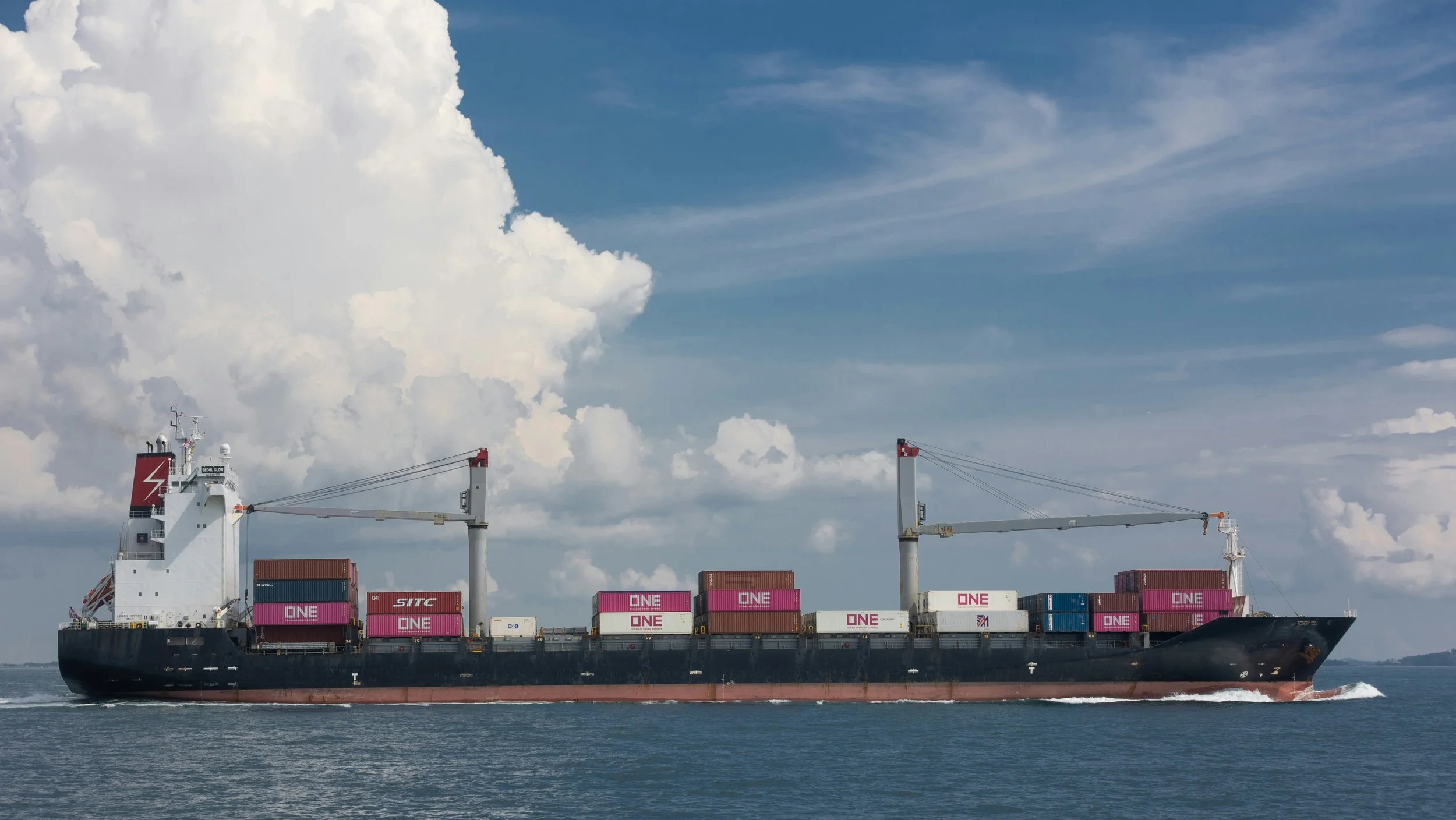 Freight ship with cargo containers