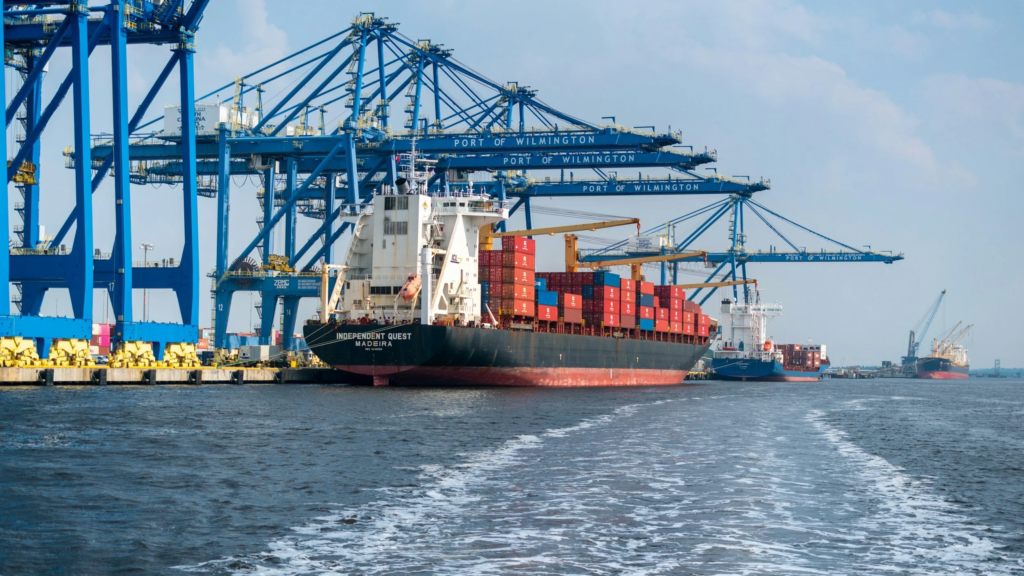 Freight ship 'Independent Quest' from Madeira pictured at the Port of Wilmington , USA