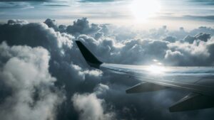 Airplane in the coulds