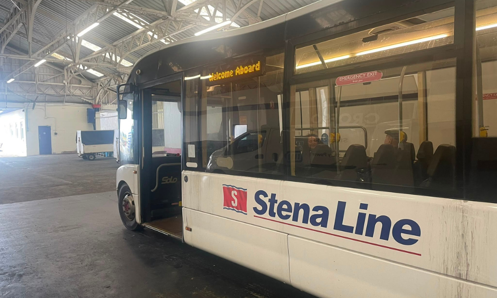 Stena Line bus in bus depot